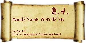 Manácsek Alfréda névjegykártya